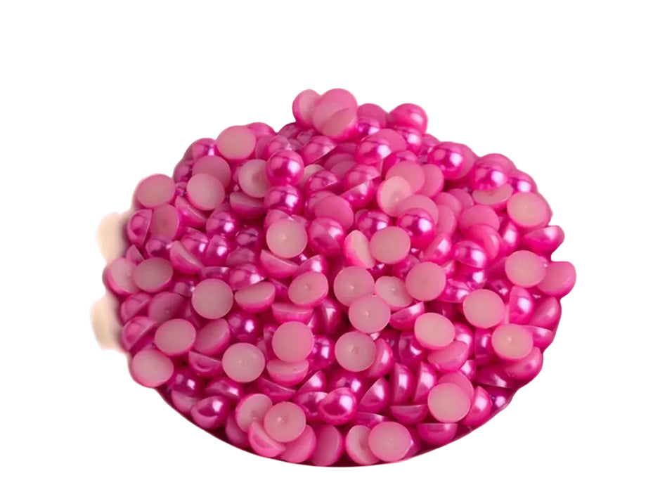 Doodles - Flat Back Acrylic Pearls - 8mm- Cerise