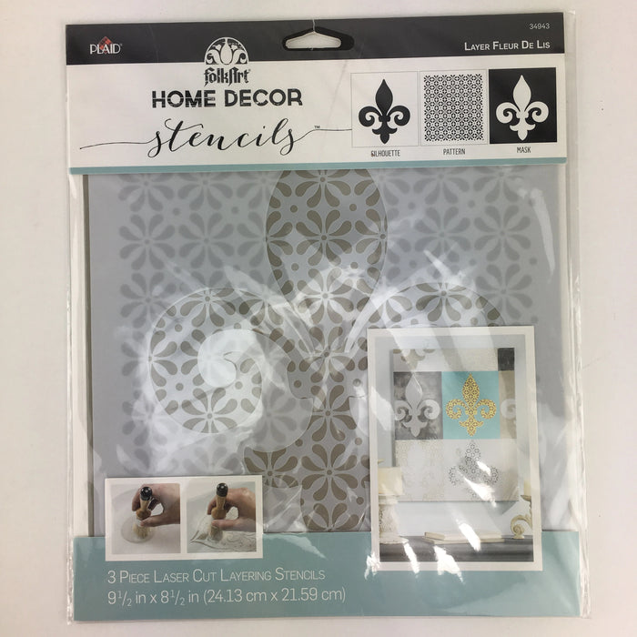 Plaid FolkArt - Home Decor - Stencil - Layer Fleur de Lis - 24.13cm x 21.59cm