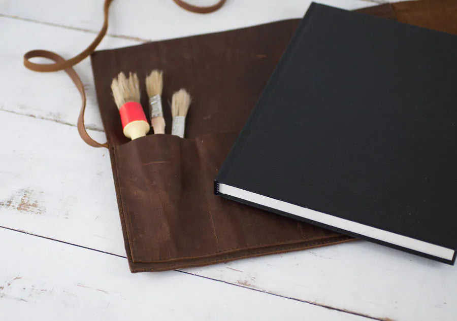Doodles Cafe - Real Leather Artist Sketchbook Case - Rustic Refillable