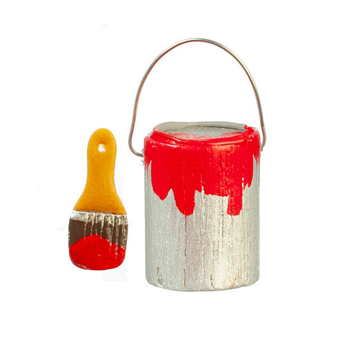 Town Square Miniatures - Red paint can and brush set