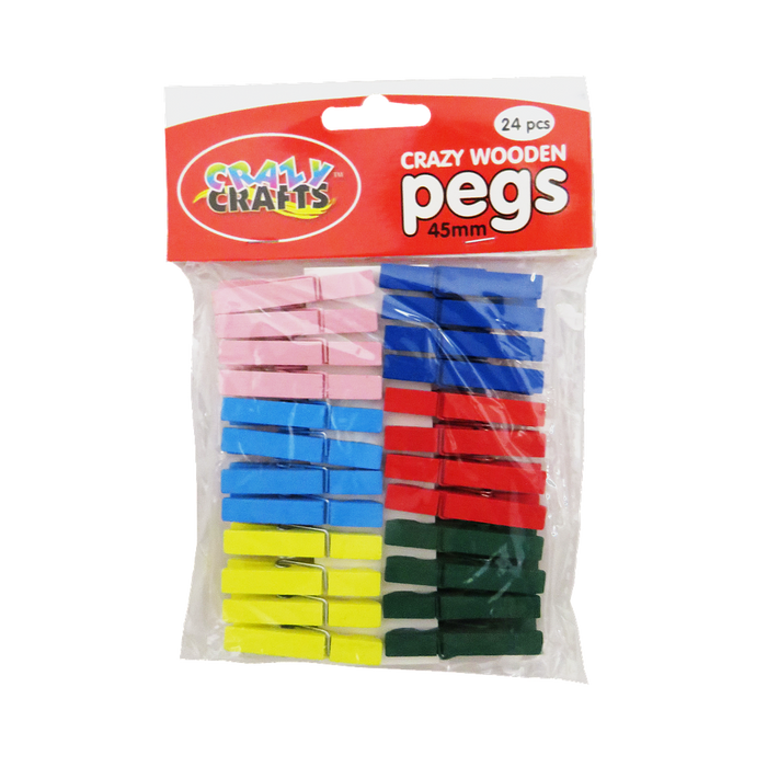 Crazy Crafts - Crazy Colour Pegs 5cm - 24 Piece