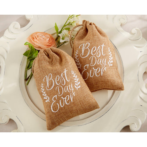 Kate Aspen - "Best Day Ever" Burlap Favor Bags (Set Of 12)