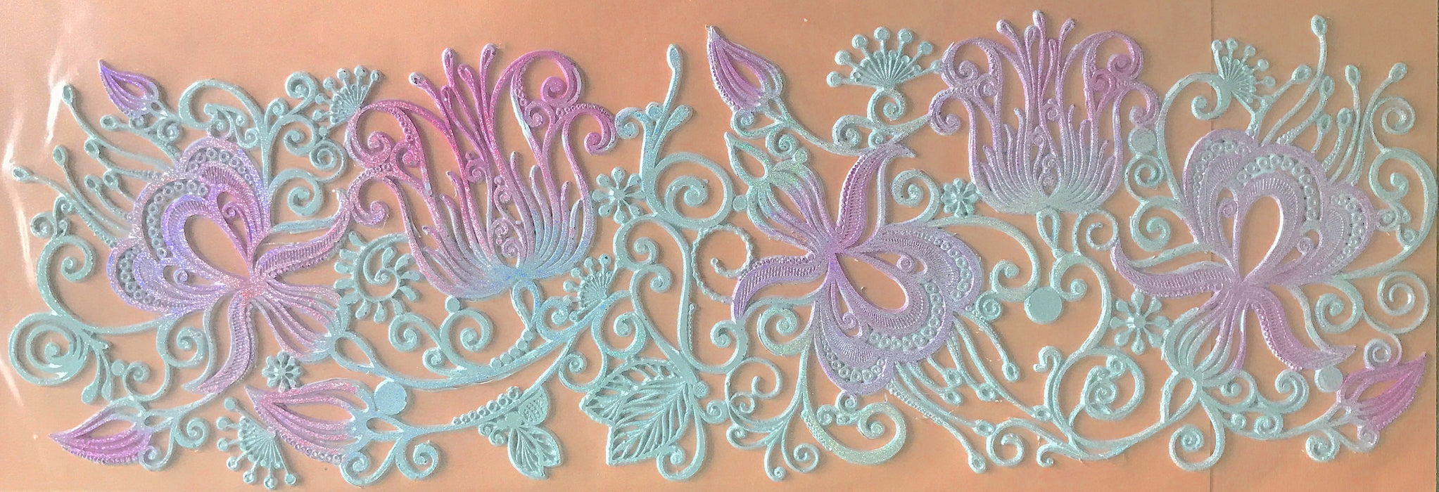 Van-Cha-Din - Mixed Media - 3D Decorative Lace Embellishment - Mint Lilac Floral