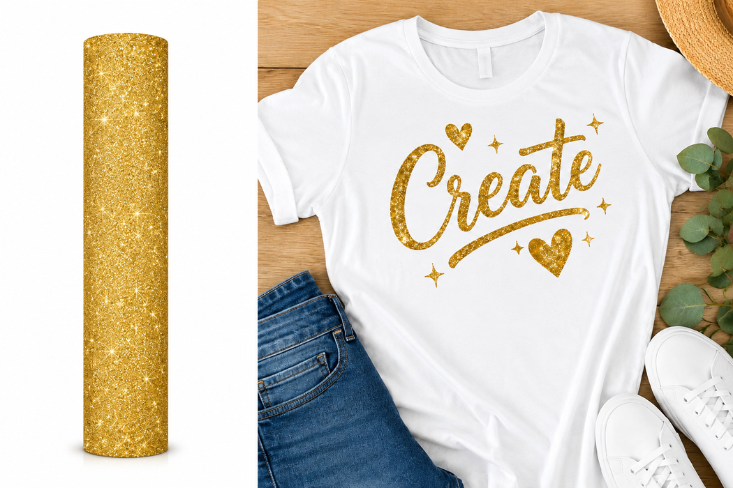 Cricut Smart Iron-On - Heat Transfer Vinyl Roll - Gold Glitter - 30cm x 30cm
