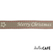 Jacquard Woven Ribbon - Merry Christmas – Taupe / Light Cream / Red (20mm x 1m)