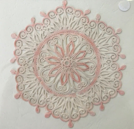 Van-Cha-Din - Mixed Media - 3D Decorative Lace Embellishment - Cream/Pink Doily