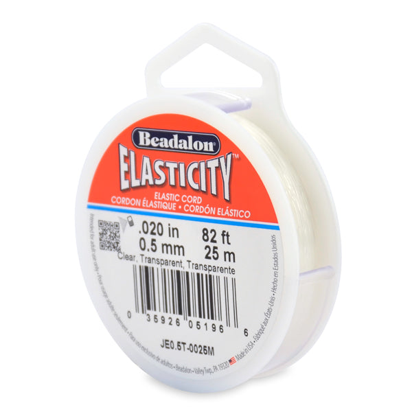 Elasticity Stretch Cord, 0.5 mm / .020 in, Clear, 25 m / 82 ft