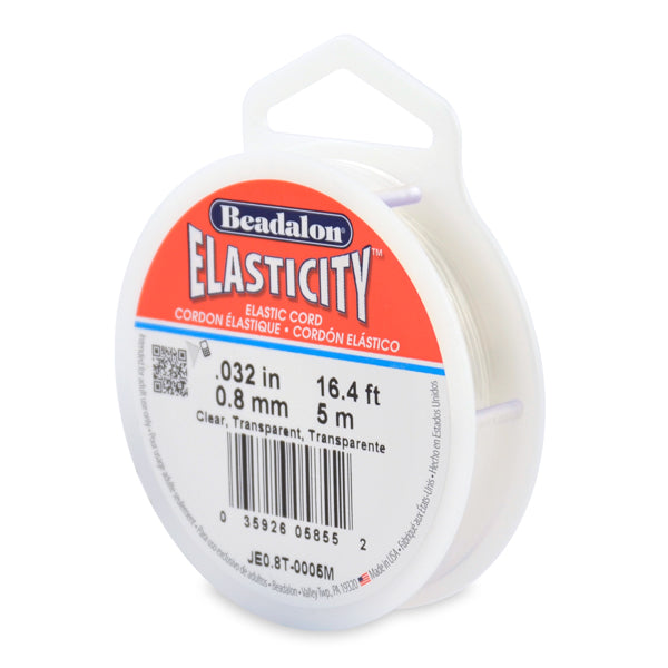 Elasticity Stretch Cord, 0.8 mm / .032 in, Clear, 5 m / 16.4 ft