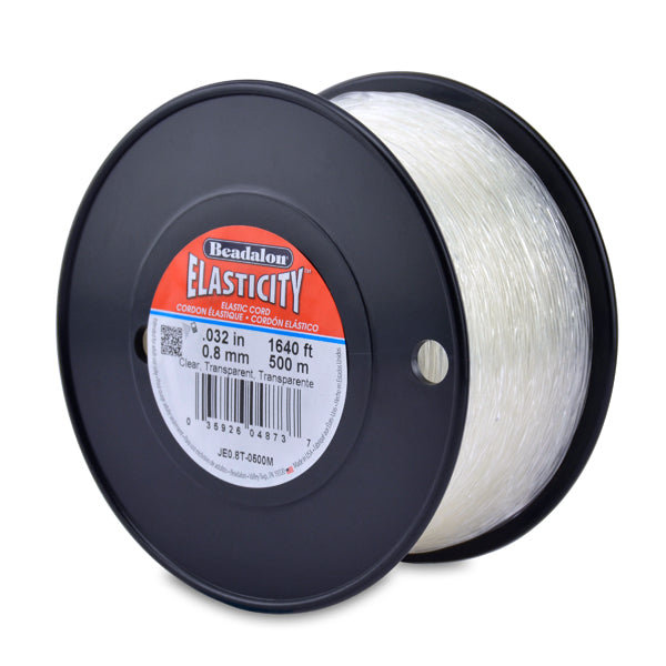 Elasticity Stretch Cord, 0.8 mm / .032 in, Clear, 500 m / 1640 ft