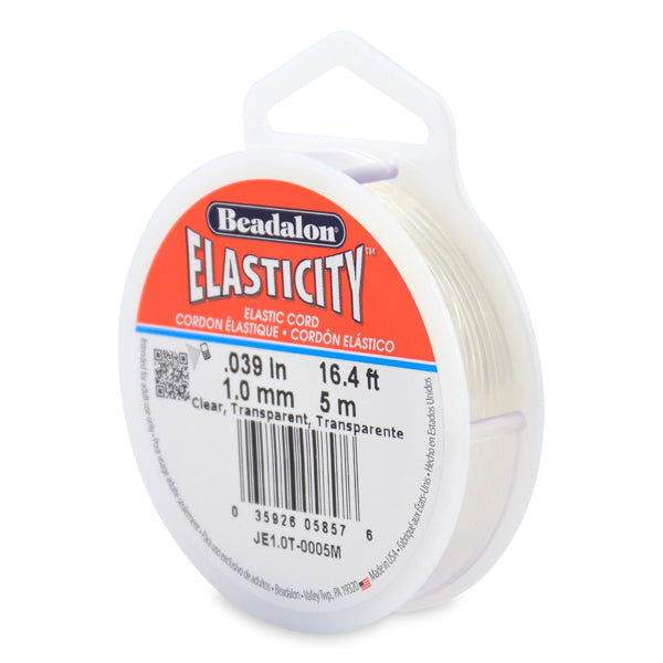 Elasticity Stretch Cord, 1.0 mm / .039 in, Clear, 5 m / 16.4 ft