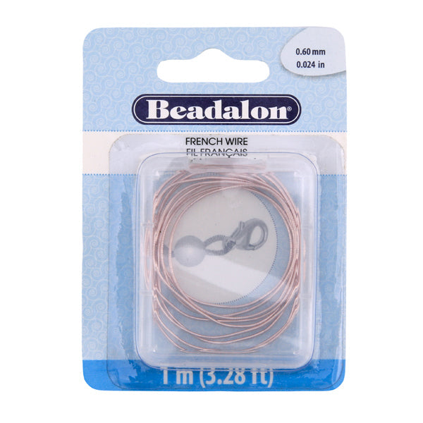 French Wire, 0.60 mm / .024 in, Copper Base, Rose Gold Color, 1 m / 3.28 ft