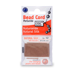 Silk Thread, Size #12, .98 mm / .039 in, Beige, with needle, 2 m / 6.5 ft