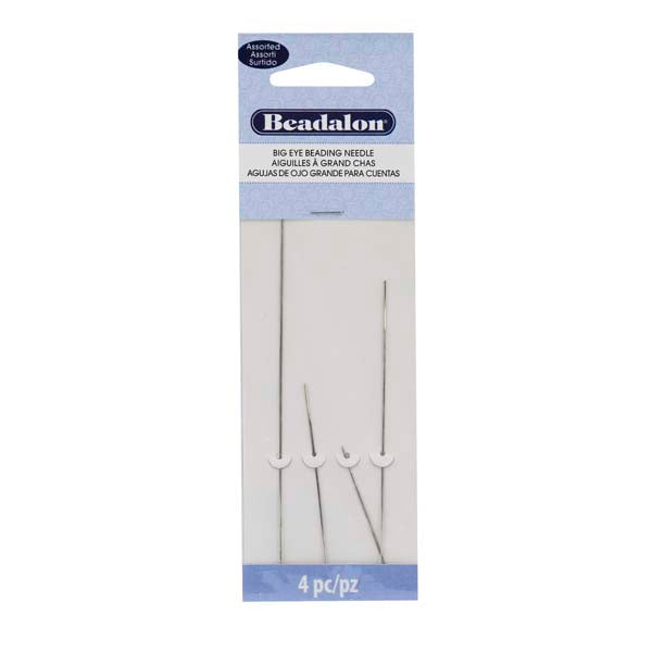 Big Eye Beading Needle, Variety Pack, 0.58 mm / .022 in, diameter, 44.5 mm / 1.75 in, 57.2 mm / 2.25 in, 82.60 mm / 3.25 in, 114.3 mm / 4.5 in, 4 pc