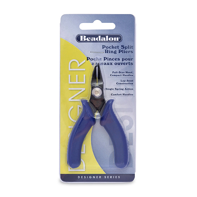 Beadalon - Classic Series Pocket Split Rings Pliers, Vinyl-Free Grips, Rivet Joint, Single Leaf Spring, 4 in / 10.1 cm
