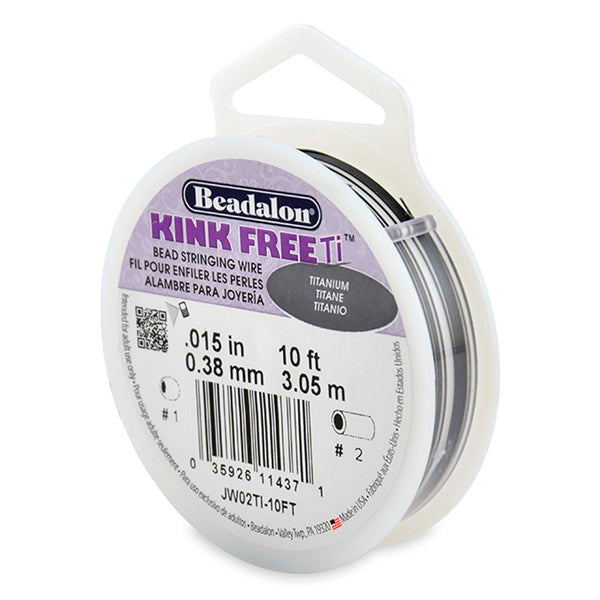Kink-Free Titanium Bead Stringing Wire, .015 in / 0.38 mm, 10 ft / 3.1 m