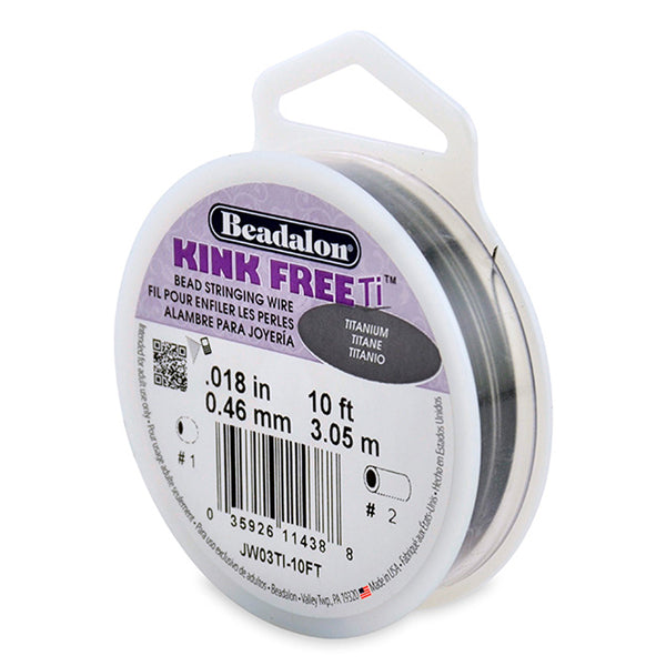 Kink-Free Titanium Bead Stringing Wire, .018 in / 0.46 mm, 10 ft / 3.1 m