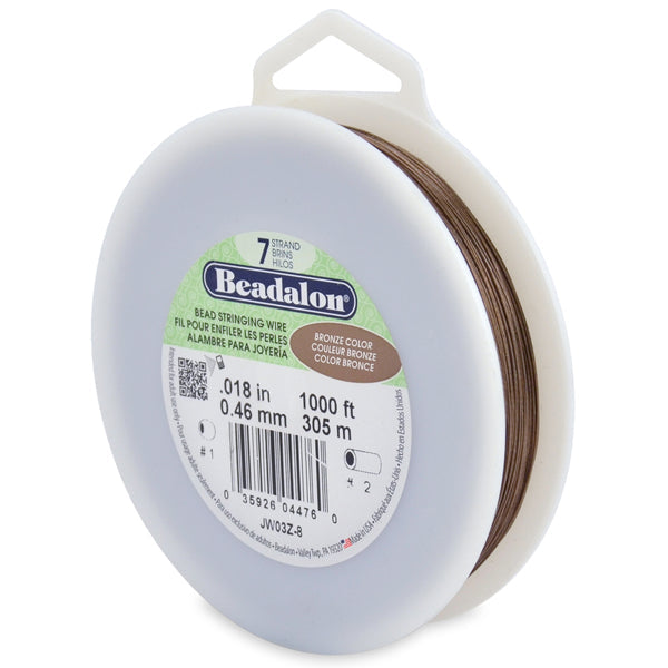 7 Strand Stainless Steel Bead Stringing Wire, .018 in / 0.46 mm, Bronze, 1000 ft / 305 m