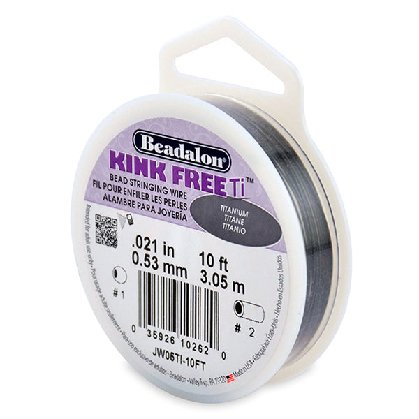 Kink-Free Titanium Bead Stringing Wire, .021 in / 0.53 mm, 10 ft / 3.1 m