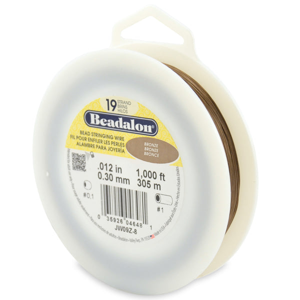 19 Strand Stainless Steel Bead Stringing Wire, .012 in / 0.30 mm, Bronze, 1000 ft / 305 m