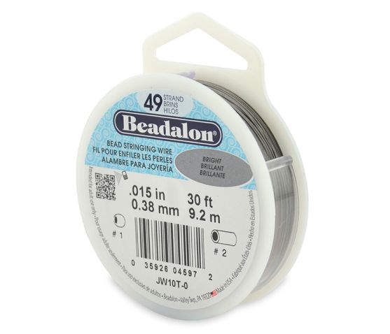 Beadalon - 49 Strand Stainless Steel Bead Stringing Wire, 0.38 mm, Bright, 9.2 m