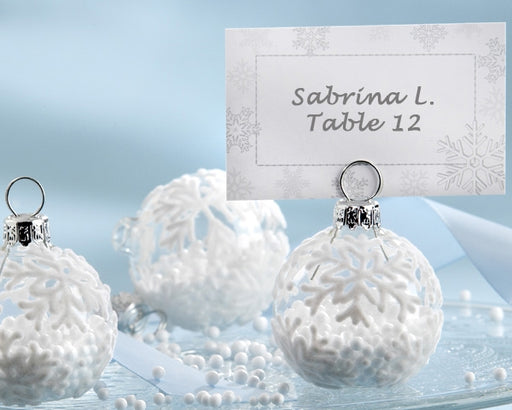 Kate Aspen - "Snow Flurry" Flocked Glass Ornament Place Card/Photo Holder - Set Of 6