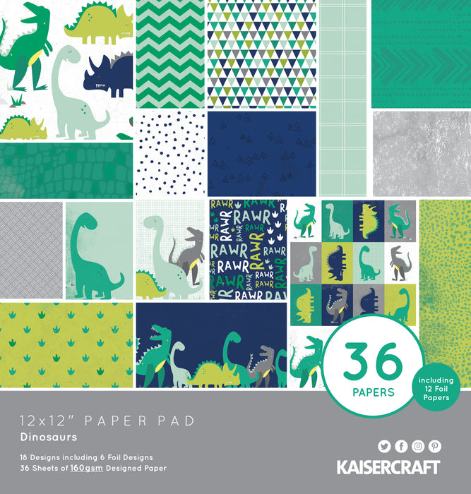 Kaisercraft - 12" x 12" Paper Pack - Dinosaurs - 36 Pages