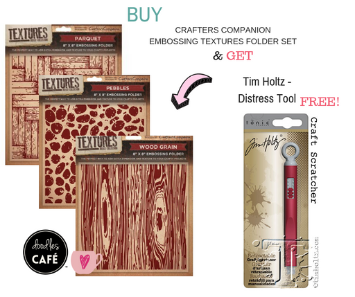 Crafters Companion - Embossing Folder Combo - with Free Distress Tool
