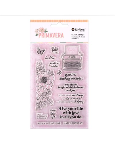 Rosie's Studio Primavera Clear Reuseable Stamps (1 Sheet)