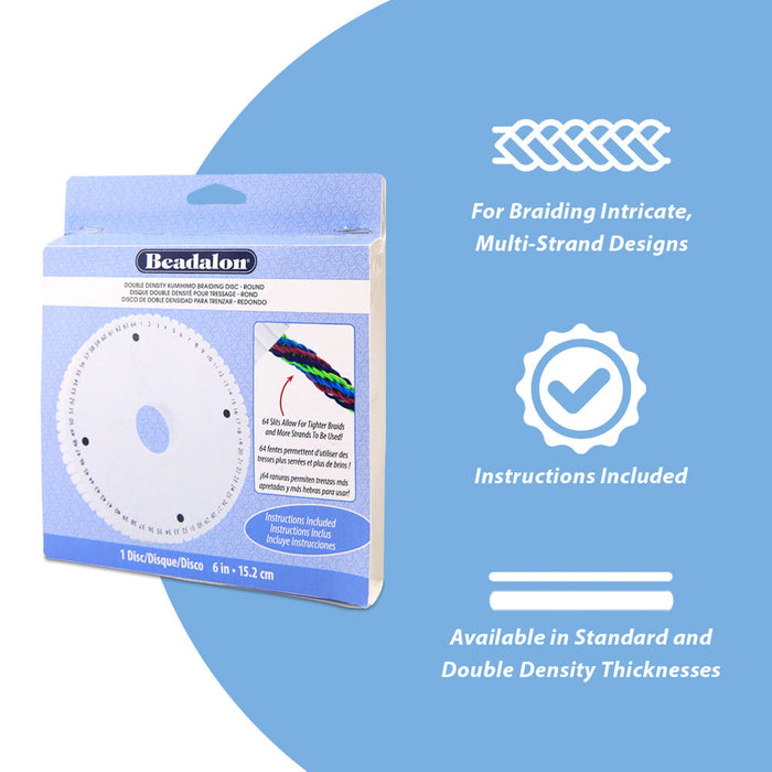 Kumihimo Disc, Double Density Thickness 0.79 in / 20 mm, Round, 32 Slits, 4.25 in / 10.8 cm diameter