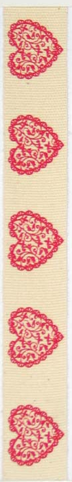 Doodles - Cotton Tape - Lace Hearts - Red
