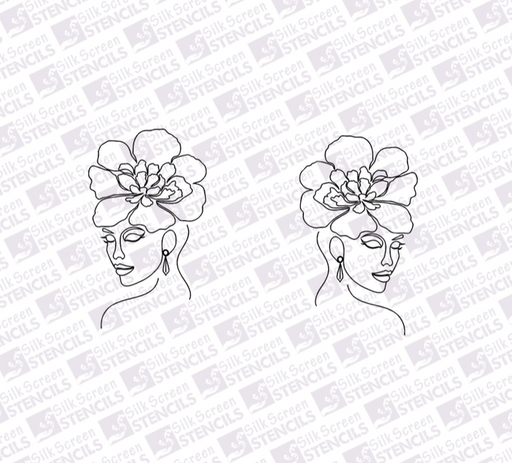 Doodles - Silk Screen Stencils - Lady Flower - 66mm x 92mm