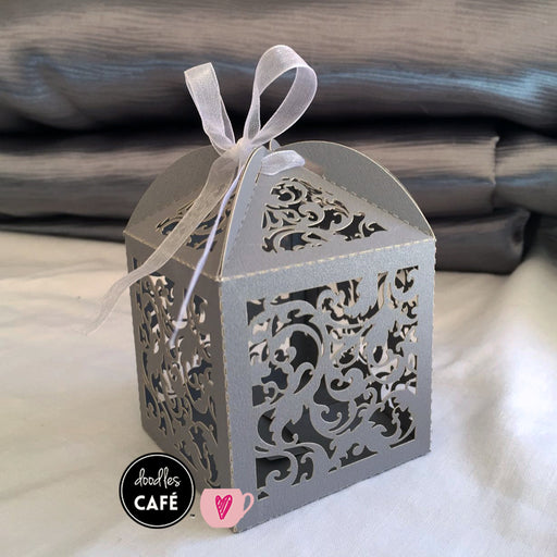Doodles Cafe - Laser Cut Floral Vine Favor Box - Grey/Silver (10pk)