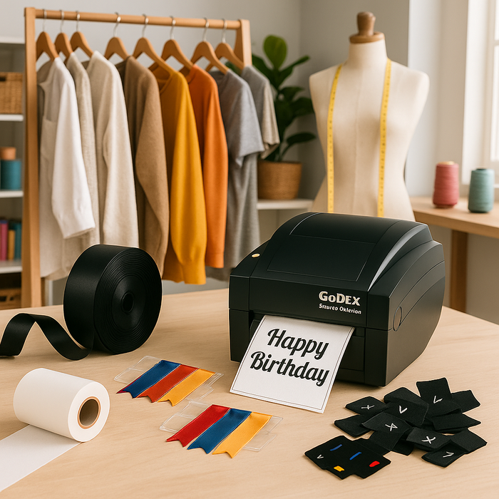 Godex G500 - Thermal Printer - Ribbon & Label Printer - Starter Laundry Textile Machine Bundle - Black