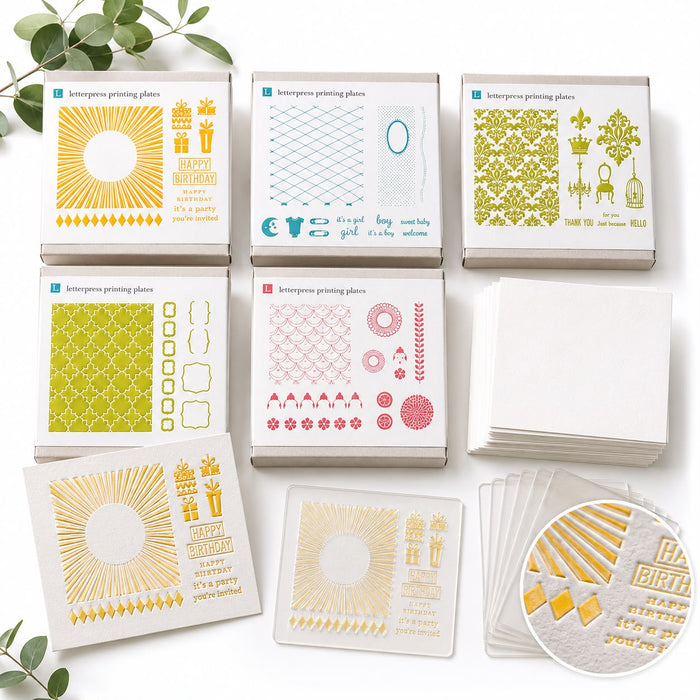 Doodles Celebrate in Style Impressions Embossing Letterpress Bundle - 5 Plate Sets plus Premium Paper