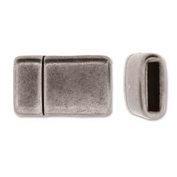 Beadsmith - 22x14mm (ID10x2.5mm) A-Silver Flat Leather Clasp - 1 piece