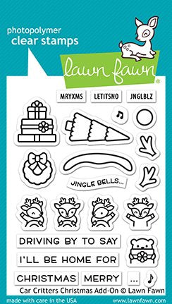 Lawn Fawn - Clear Stamps Set 3"x4" - Car Critters Christmas Add-On