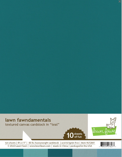 Lawn Fawn - Textured Canvas Cardstock - Teal - 10 sheets