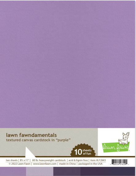 Lawn Fawn - Textured Canvas Cardstock - Purple - 10 sheets