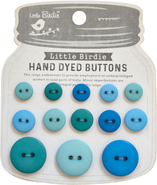 Little Birdie - Aqua Medley - Hand Dyed Buttons