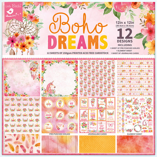 Little Birdie - 12" x 12" Paper Pack - Boho Dreams