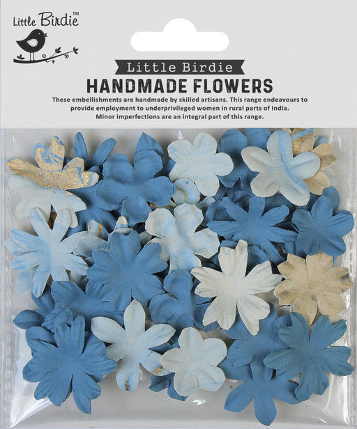 Little Birdie - Handmade Flowers - Halo - Aqua Splash (50pc)