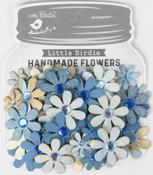 Little Birdie - Handmade Flowers - Sparkle Florettes - Aqua Splash (60pc)