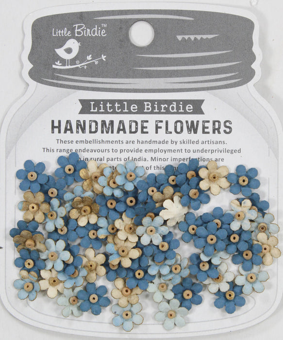 Little Birdie - Handmade Flowers - Natalia - Aqua Splash - (60pc)