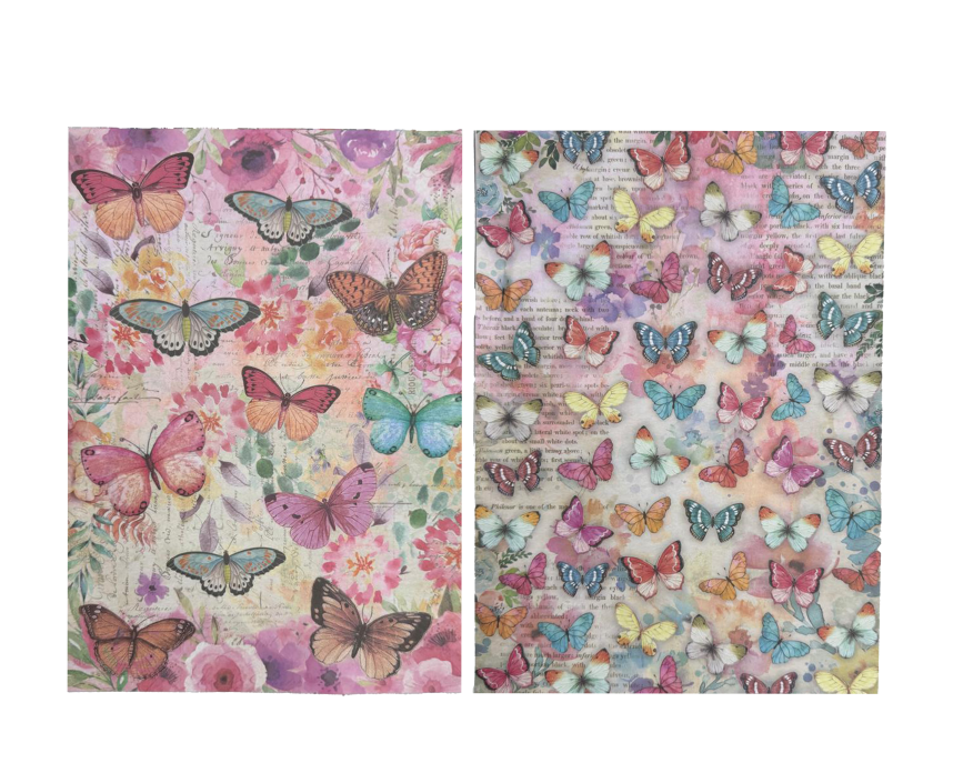 Little Birdie - Decoupage Paper A4 - Butterfly Flight / Graceful 2desx2, 4sheets