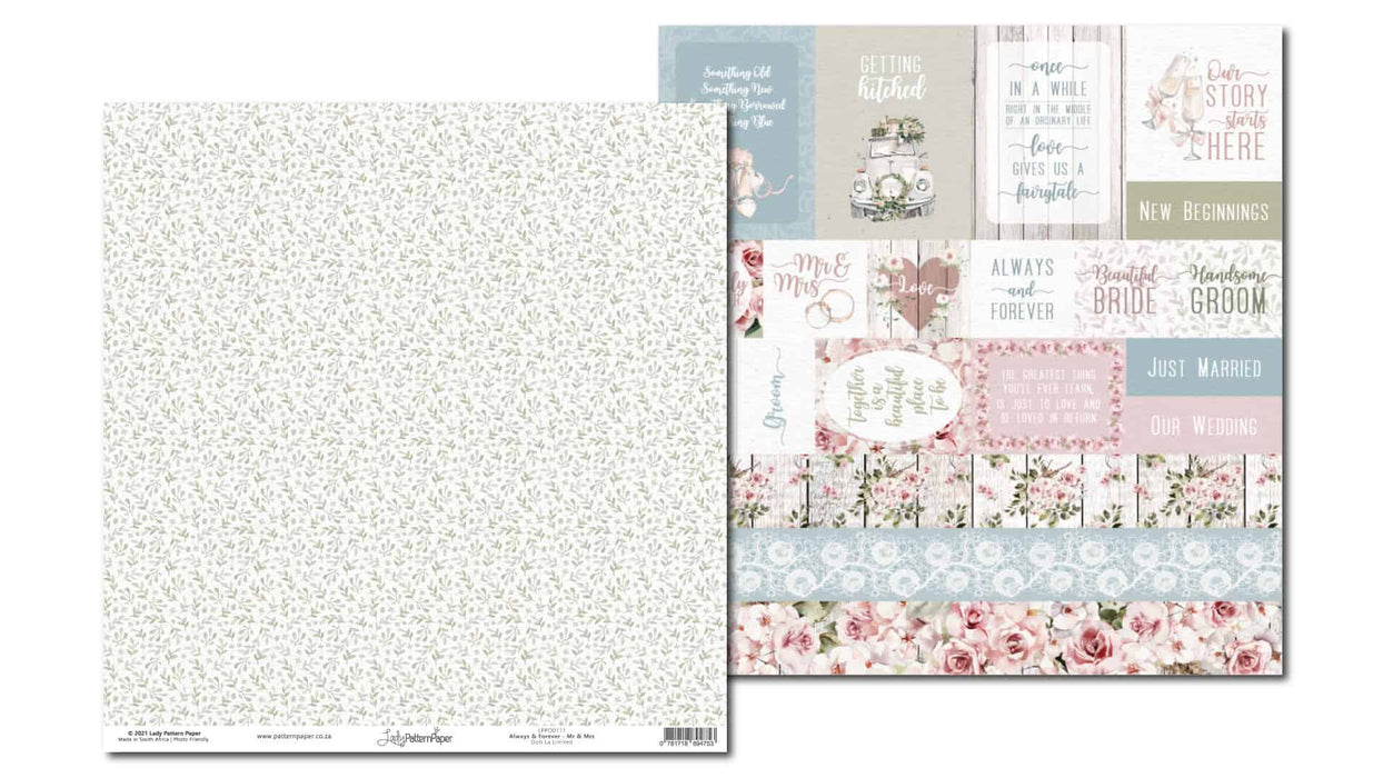 Lady Pattern Paper - 12" x 12" DS-Paper - Always & Forever - Mr & Mrs