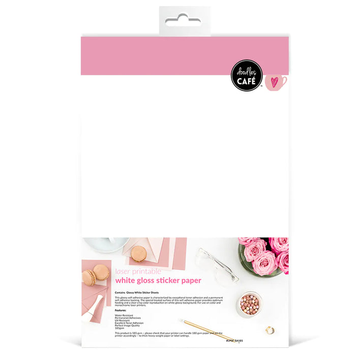 Doodles - Premium Printable Self Adhesive Film White - Lettersize, BULK 50PK (8.5"x11") - Laser & Inkjet Printable