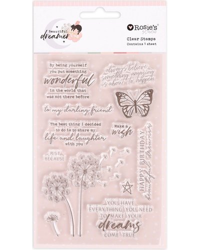 Rosie's Studio Beautiful Dreamer Clear Reuseable Stamps (1 Sheet)