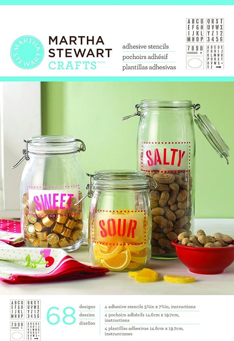Martha Stewart Crafts Glass Adhesive Stencil, Condensed Sans Alphabet