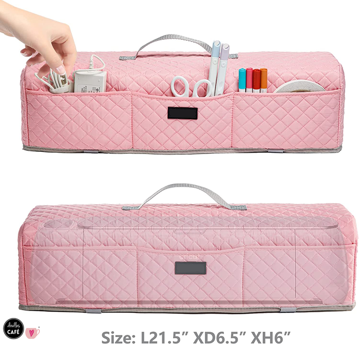 Dust Cover for Cricut Machines with Pockets for Accessories - Beautiful Quilted Pink