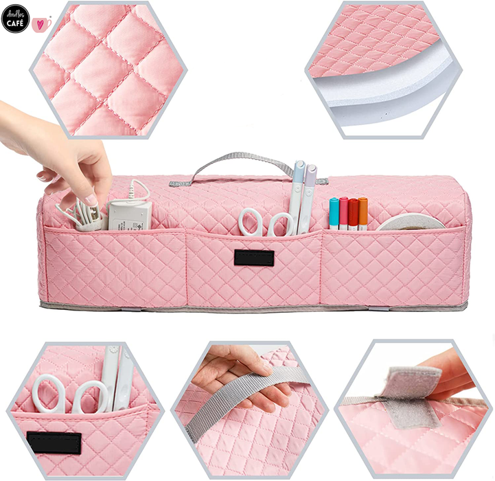 Dust Cover for Cricut Machines with Pockets for Accessories - Beautiful Quilted Pink